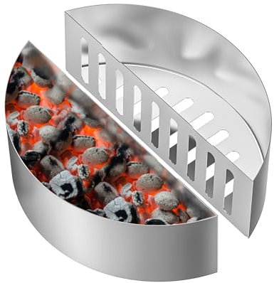 Skyflame Lot de 2 paniers à charbon en acier inoxydable et 1 réservoir d'eau, accessoires de barbecue 3 en 1, compatibles avec les barbecues Weber/Napoleon de 46,7 cm