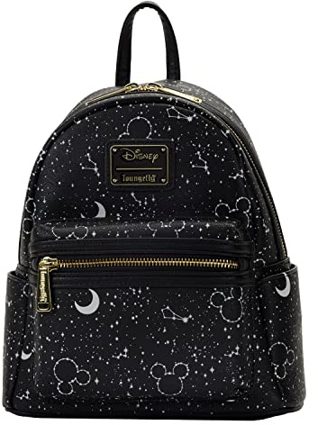 Loungefly Disney Mickey Constellation All Over Print Glow in the Dark Borsa a tracolla doppia tracolla, nero