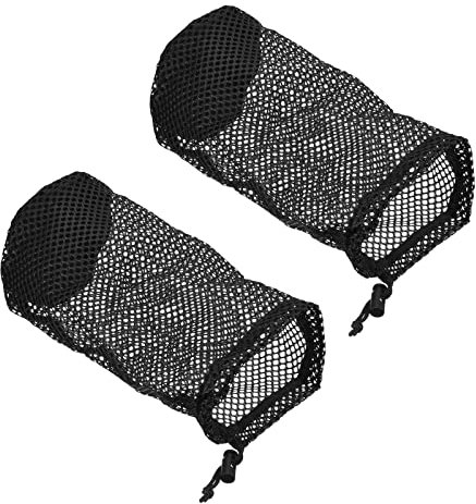 PATIKIL 11x5.5 Golfballtasche 2Pack Bälle Collector Netztasche 48-56 Ball Mesh Tasche Netzbeutel Kordelzug Nylonsack mit Schnurverschluss für Golf Tennis Ball Schwarz