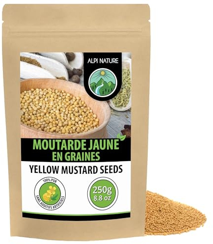 Alpi Nature Senapsfrön Gula Vita 250g, Hela Senap Frön 1-2mm, Hela Senapsfrön Vita Gula