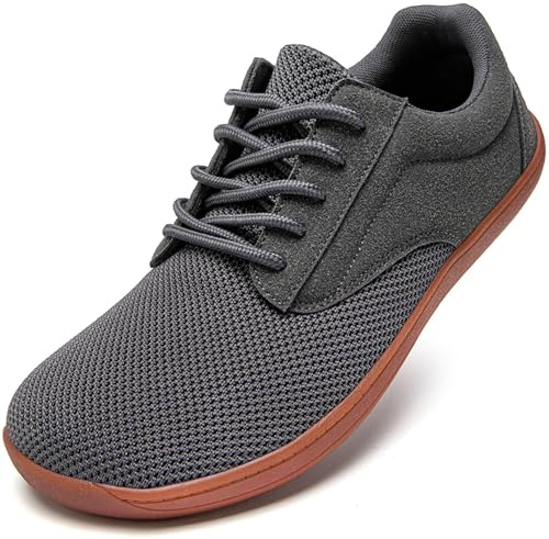 Oltyutc Barefoot Shoes Mens Running Shoes Wide Toe Box Trail Walking Minimalist Breathable Sport Outdoor Shoes Grey Mens Size 11 UK(Label Size:46)