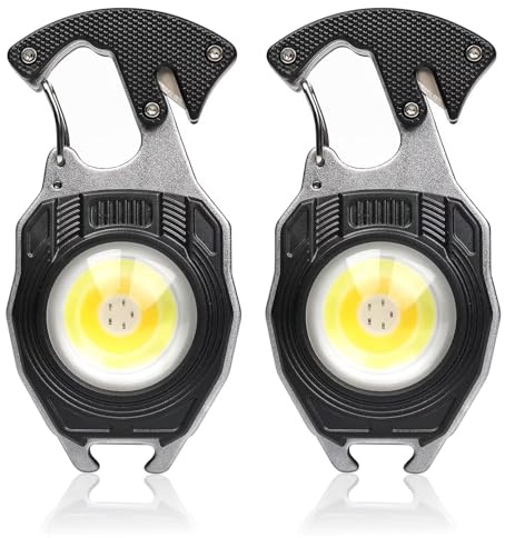 MAKDAK 2PC Keychain Flashlight Rechargeable Cob Keychain Work Light 7 Modes 1600Lumen High Lumen Flashlights for Emergencies,EDC