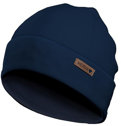 HERMKO 881910 mössa för män och kvinnor av 100 % ekologisk bomull, marinblå, XL
