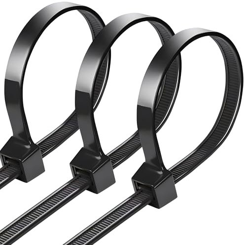 100 Pièces d'attaches de Câble Professionnelles 500 x 8 mm, Collier de Serrage Noir à la Traction 75kg, Autobloquant, Serflex Résistant aux UV, Idéale pour l'intérieur et l'extérieur