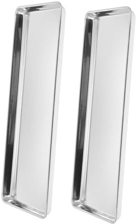 Anneome 2pcs Stainless Steel Steamed Vermicelli Tray Rectangular Food Serving Plate