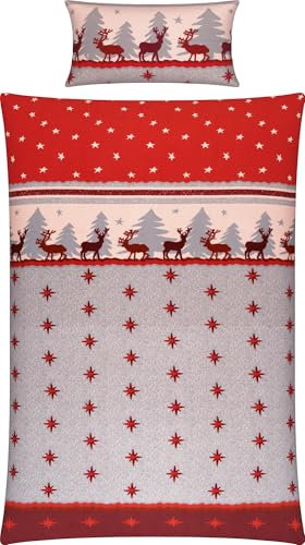 Erwin Müller Bettwäsche Feinbiber rot Größe 1x 135x200 cm + 1x 40x80 cm