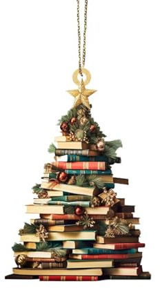 DéCoration De Librairie De NoëL, Ornement à Suspendre, Pendentif Livres DéCoration De FêTe DéCoration à Suspendre Decoration Noel, Moins De 2 Euro, Sapin Suspension Ornement Plat en Acrylique 2D
