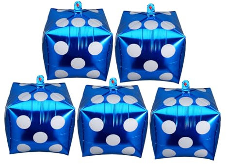 ifundom 5st Würfel Ballon Würfelballons Wiederverwendbare Ballongirlande Ballonpumpe Mehrfarbige Ballonlichter Brettspiel-ballons Luftballons Für Poolpartys Blue Aluminiumfolie