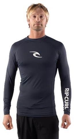 Rip Curl Rashguard - Maglietta da uomo a maniche lunghe, protezione solare UPF 50+, vestibilità aderente, Navy, X-Large