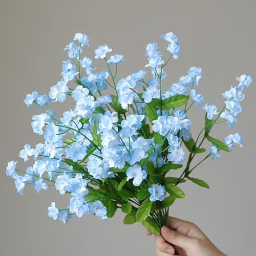 KIJING 6 fiori artificiali nontiscordardime, steli floreali artificiali per composizioni in seta, bouquet da vaso per matrimoni per la decorazione della casa (blu)
