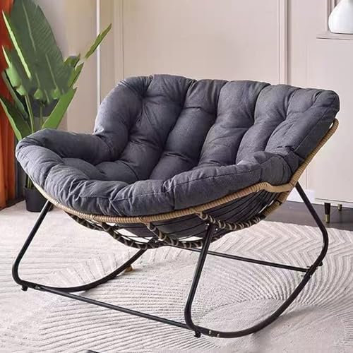 Generisch Schaukelsessel Outdoor Kissen Wasserdicht 125x130x10cm, Bequemer Schaukelstuhl Auflage Outdoor Rattan, Sitzkissen Papasansessel Indoor, Gartenstuhl Auflage (Nur Kissen),Dark Gray