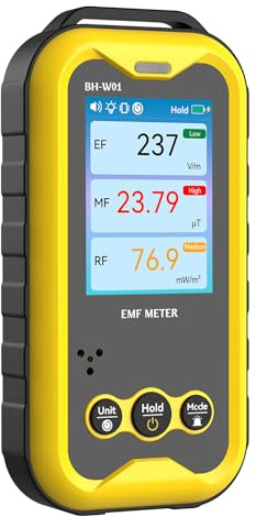 Bosean EMF Meter, 3-in-1 Portable Electromagnetic Field Radiation Detector, Electric Field, Radio Frequency Field, Magnetic Field, Rechargeable EMF Reader for Home, Office, 5G, WIFI and Ghost Hunting