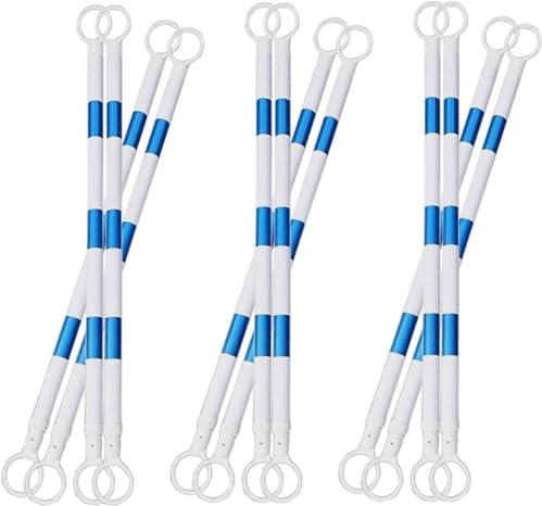 HGOuhK Conos de tráfico Poste de conexión de Cono de Seguridad retráctil de 12 Piezas, Conector de Cono de plástico con película Reflectante Azul y Blanca