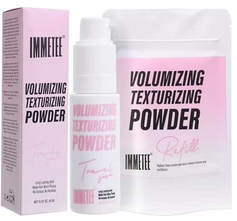 immetee Hair Styling Texture Powder Spray 13g, Lightweight and Matte Effect, Texture Powder Hair Men and Womens, Strong Hold, Hair Volume 6.5g+6.5g Package(Pink)