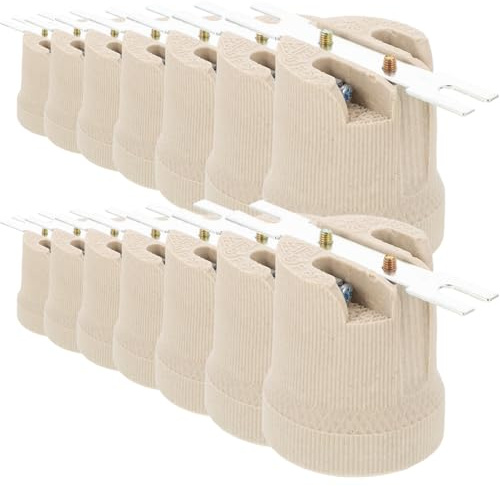 Uonlytech 12 pièces Douille Lampe Céramique Résistante à Haute Température Support Fileté pour Ampoules LED Halogènes et Incandescentes Lot pour Installation Plafond et Remplacement