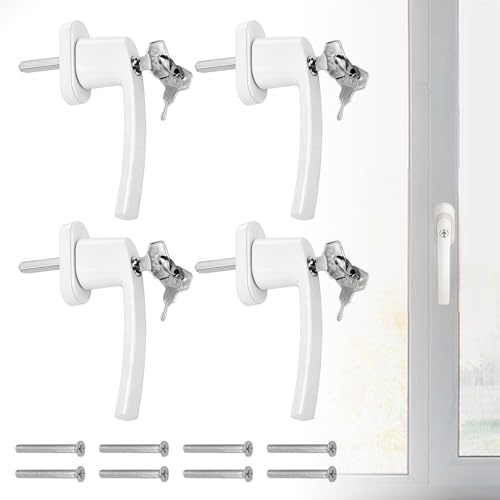 Tiradores de ventana con cerradura, 4 unidades, de aluminio, con llave, con llave, con llave, con cerradura en longitud de pasador de 35 mm