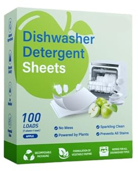 100 laddningar diskmedelstabletter med citrondoft, löser snabbt upp oljefläckar, skonsam rengöring utan, kraftfull oljeborttagning, uppljusande(Green Apple)