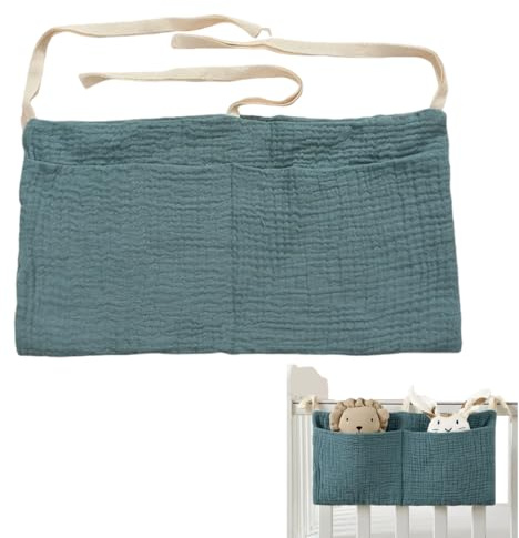 Androxeda Borsa Appendere per Lettino, Borsa Organizer Lettino, Borsa Portaoggetti Lettino, Organizzatore Lettino, per Accessori Neonato, 1 Pezzo, Blu Scuro, 39x20 cm