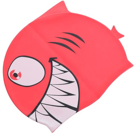 Toyvian Gorro de Natación de Silicona Diseño de Tiburón Rojo, Ligero E, Adecuado para Natación Infantil y Piscina
