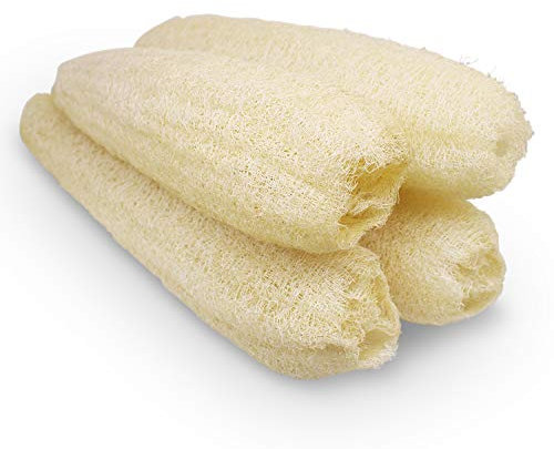 Spugne di luffa organiche naturali, grandi, esfolianti, per doccia, bagno, luffa, luffa, scrub corpo, per spa bagno di bellezza e pelle radiosa, confezione da 4