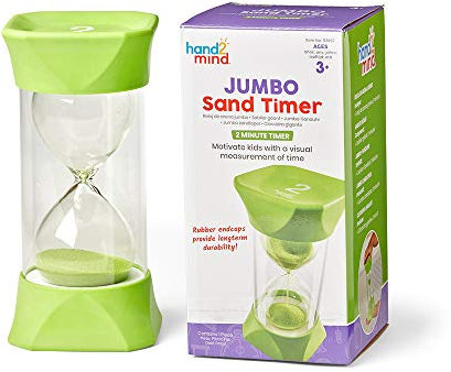 Learning Resources Jumbo-Sanduhr, 2-Minuten-Sanduhr mit gummierten weichen Endkappen, für ruhige Pausen, Klassenzimmer-Sanduhr für Kinder, Timer zum Zähneputzen und fürs Spiel (Set mit 1 Stück)