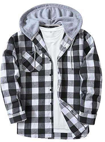 SwissWell Flanella Camicia Uomo Manica Lunga Giacca a Quadri Camicia da Boscaiolo Cotone Casual Button Down Jacket Petto vestibilità Regular Fit M-3XL