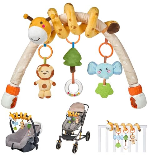 TUMAMA Baby Kinderwagen Spielzeug Spielbogen, Activity Spirale Spielzeug ab 0-6 Monate Autositz Hängend Sensory Spielzeug mit Babyrassel