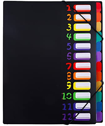 EHOTER Trieur A4 Extensible Trieur Document 12 Compartiments Colorés Avec Indexation Organiseur De Dossiers Grande Capacité Sac De Rangement En Plastiquepour École Bureau Maison