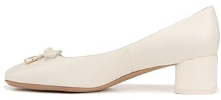 Franco Sarto Womens Natalia Square Toe Block Heel Pumps with Bow Cream White Leather 8 M