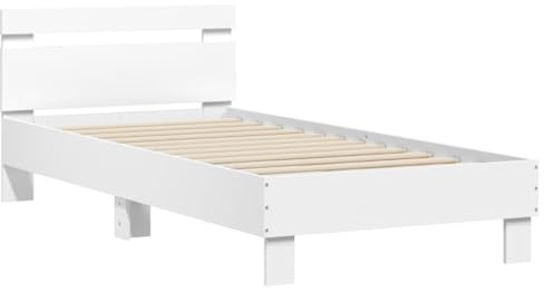 vidaXL Bedframe met hoofdeinde bewerkt hout wit 90x190 cm