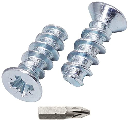SKIR'CO (100 pcs) Zinc Plated Euro Screws 5.0 x 13 mm, Drawer Runner Screws, Flat Countersunk Head, Hinge Screws