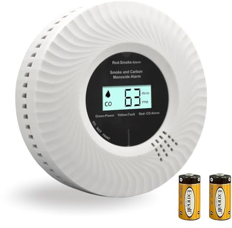 Kombi Rauch- und Kohlenmonoxidmelder mit Sprachalarm, 2-in-1 Rauchmelder & CO-Melder, mit LCD-Display, ≥85 dB Alarm, geprüft nach EN 14604 & EN 50291, inkl. Batterie, 1er Pack