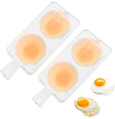 Eierkocher Mikrowelle | 2 Stück Mikrowellen Eierkocher | 2 in 1 Eier Pochierer mit Deckel und Griff für Die Mikrowelle | Pochierte Eier Form für Frühstück, Mittagessen, Abendessen