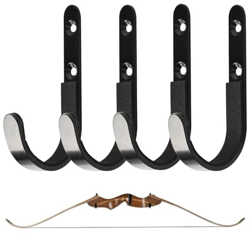 SOPOGER Bow Wall Mount Hanger - Universal Archery Compound Bow Holder Hooks Crossbow Rack Bow Stand to Storage and Display Recurve Compound Bow Longbow (2 Pairs)