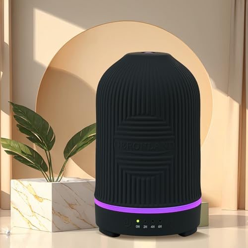 Ceramic Essential Oil Diffuser For Home Electric 200ml Large Humidifier Cool Mist Aromatherapy Premium Ultrasonic 4 In 1, 9 LED Lights, 4 Timer Adjust Settings