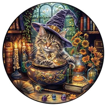 Blumuze Holzpuzzle Erwachsene, Magischer Feline Holz Puzzle, Katze Holzpuzzle Einzigartige Tierform Puzzleteile,Puzzles aus Tierteilen, Puzzle Holz Erwachsene 14+ mit Holzbox (100 Stück-S-21.5*21.5cm)