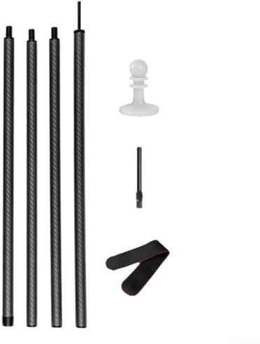 Yuanpgky Poteaux de bâche en fibre de carbone pour auvent de camping, auvent, tente, 3 à 5 sections, poteaux légers et amovibles haute résistance avec broches supérieures colonnaires, (1,95 m)