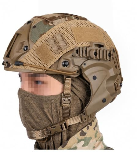 Fotrsta Conjunto Casco Táctico Ajustable para Adultos, Casco Airsoft Al Aire Libre Ligero con Gafas Protectoras Y Orejeras Cubierta del Casco Equipamiento Táctico para Airsoft, Paintball