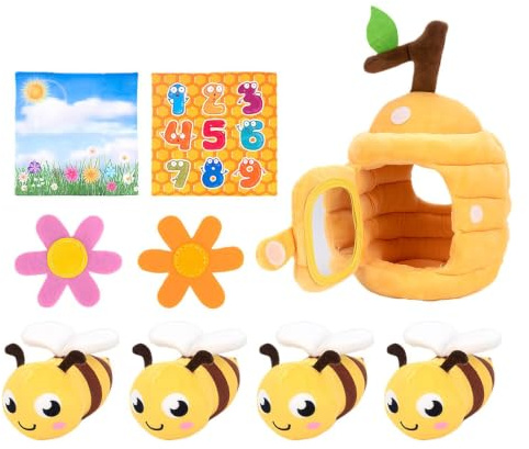 Jouet Ruche Abeille Peluche Adorable | Ruche Douce pour avec Abeilles Sensorielles pour Bébé 0 à 12 Mois Stimulation Développement Garçon Fille Cadeau Noël