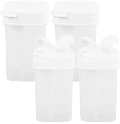 VILLCASE 4 Pièces Pot à Épices Cuisine Portable en Pp avec Double Couvercle et Séparateur Amovible, Boîte de Rangement Pratique pour Sel et Poivre, pour Housewarming