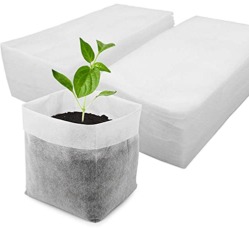 ENPOINT Seedling Nursery Bags, 100pcs 9.8 x 9.8 in Non Woven Fabric Nursery Grow Pouch, Thickened Plant Grow Bags for High Seedling Survival Rate