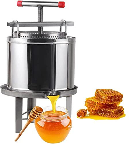 fikujap Manuelle Honigschleuder, Edelstahl-Weinfruchtpresse Mit T-Förmigem Griff, Honigpresse