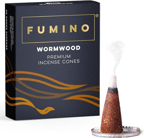 Fumino Cônes Encens Naturel Parfum Absinthe - 15 Cônes Encens Frais Masala Agarbatti Joss Smoke - Fragrances pour Relaxation, Méditation, Détente et Décoration Intérieure