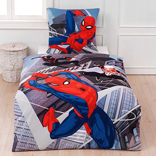 Marvel Spiderman sängkläder, påslakan 135 x 200 80 x 80 bomull – barnsängkläder tonåring sängkläder – NY fanartikel komisk spindel