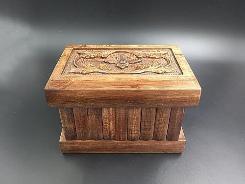 Tubibu Caja mágica secreta de Walnut Treasure Within Puzzle hecha a mano con llave oculta (rompecabezas pequeño)