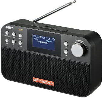 Radio Réveil with Dab+/FM,Radio numérique Dab Plus, Petite Radio de Cuisine Portable avec minuterie de Mise en Veille,60 Stations préréglées,Grand écran LCD 2.4(Noir)