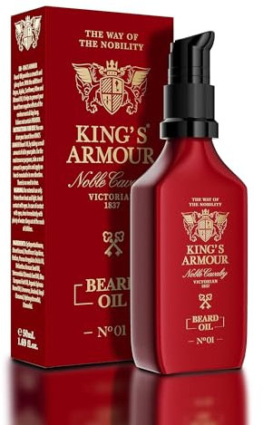 King’s Armour Bartöl (50 ml) – macht weich, stärkt, lässt den Bart wachsen und pflegt ihn – Einzigartige Öle aus Jojoba, Argan und Süßmandel – erfrischt den ganzen Tag lang mit seinem magischen Duft
