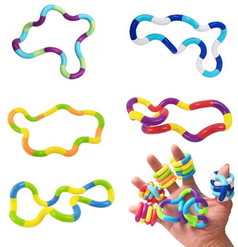 WeddHuis 5 pièces de Décompression Torsadé, pour Autisme, Tangle Toy, Jouets de Stimulation pour Soulager le Stress, Aide à la Coordination Main-Œil, Pour Enfants et Adultes, Toys TDAH Enfant