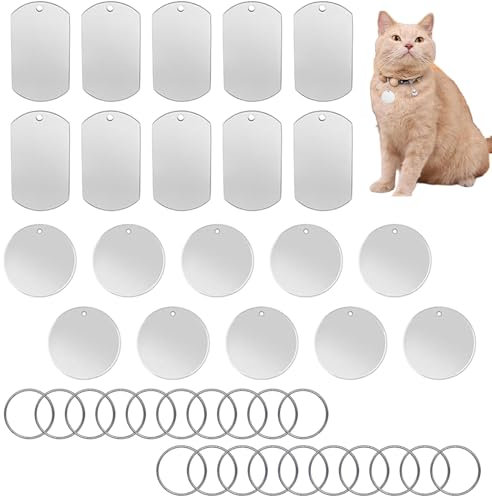 Edelstahl Anhänger Blanko, 20 Stück Rohlinge Dog Tags, Rechteckige Stanzrohlinge aus Edelstahl, Rechteck Blank Tags, Dog Tags Anhänger, DIY Making Kit, Für Herstellung Dogtags, Halskette, Armband