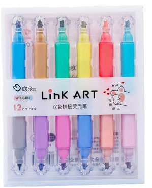 Keratobleem 6er Pack Textmarker, 12 Assorted Farben Highlighter Pen Marker,Abnehmbarem Design, Aesthetic Marker Stifte Textmarker Set mit süßen Katzenpfoten-Kappen,Ideal für Büro,Schule
